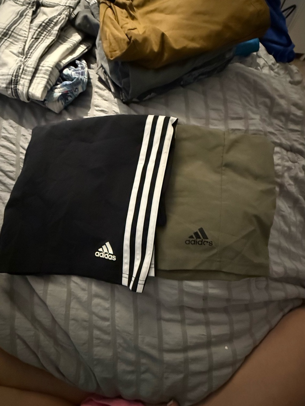 Lot of 2 Men’s Adidas Black and Olive Athletic Shorts